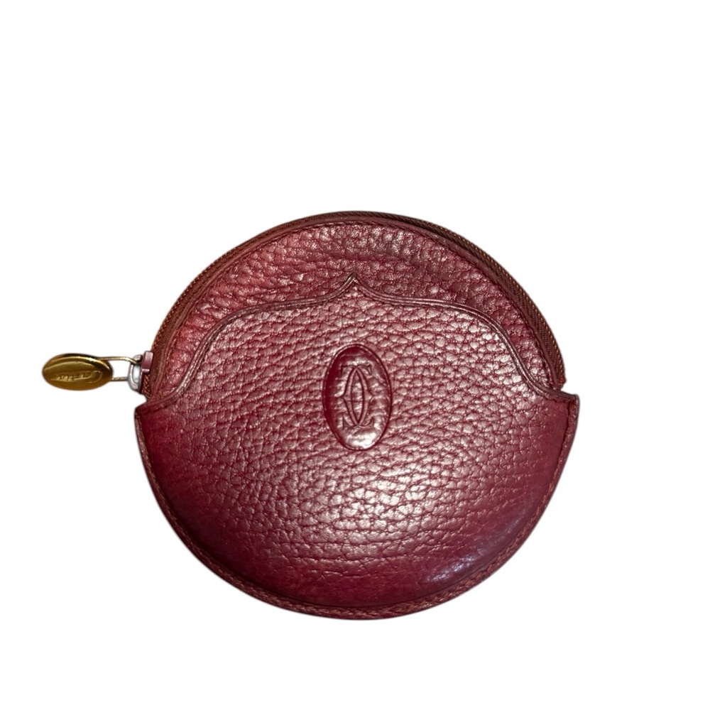CARTIER: Burgundy Leather Coin Pouch